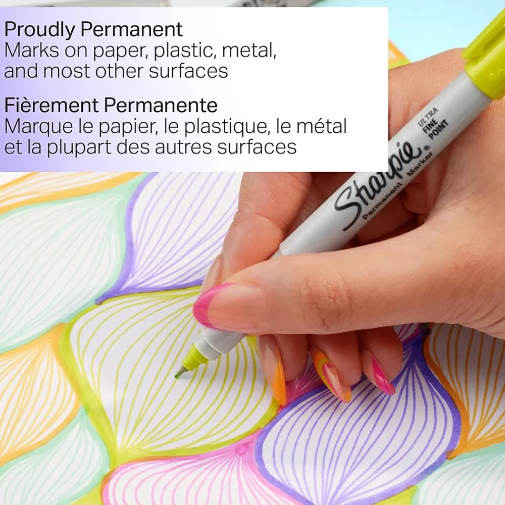 Sharpie Markers<Glam Pop Permanent Markers, Ultra Fine Tip, Assorted, 24/Pack (1949558)