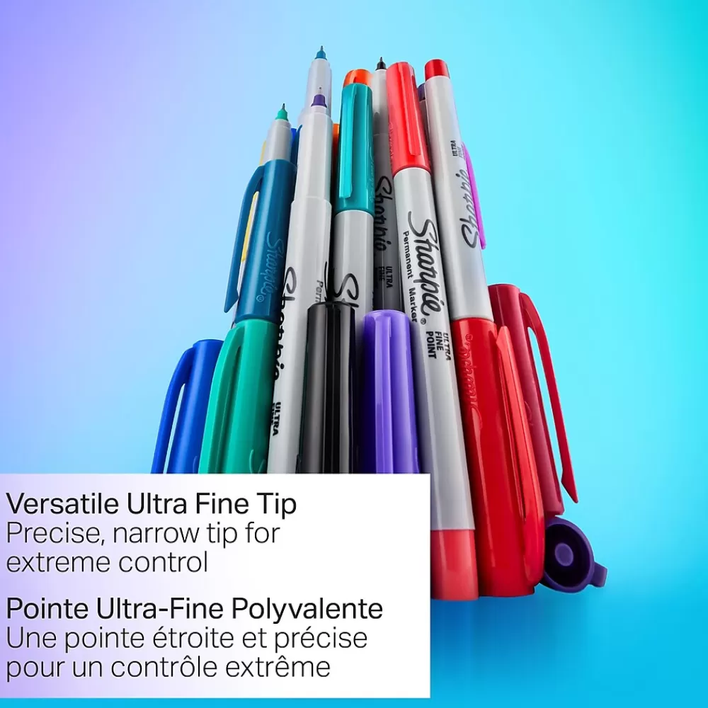 Sharpie Markers<Glam Pop Permanent Markers, Ultra Fine Tip, Assorted, 24/Pack (1949558)