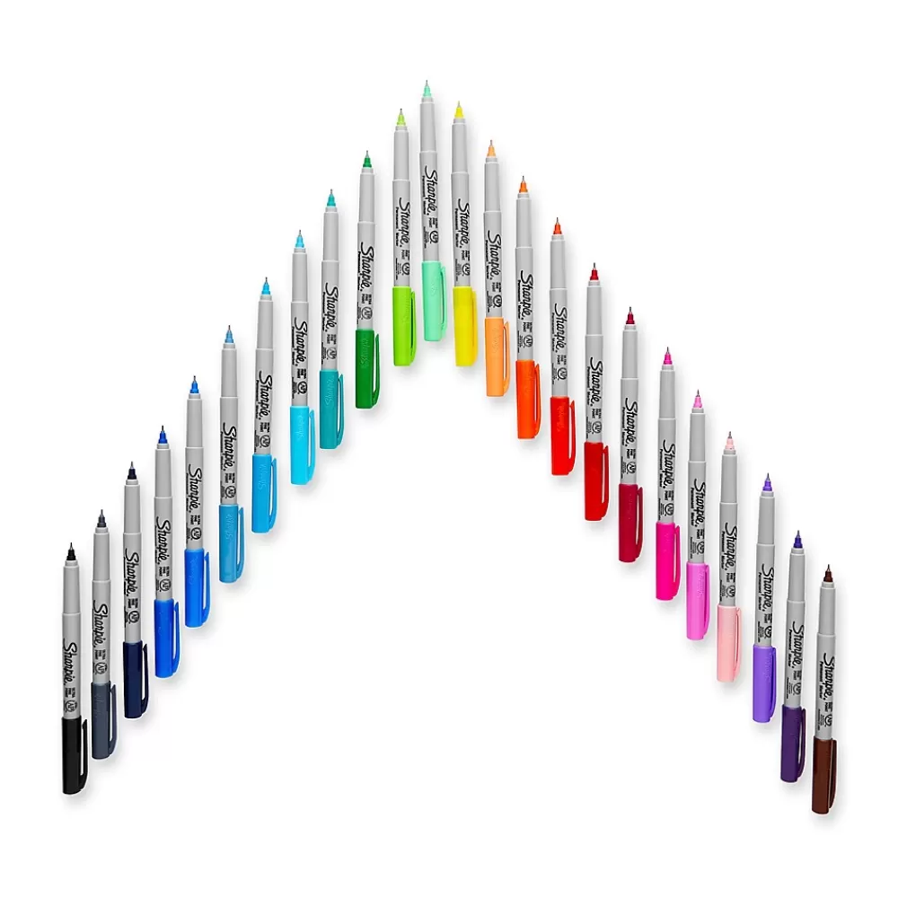 Sharpie Markers<Glam Pop Permanent Markers, Ultra Fine Tip, Assorted, 24/Pack (1949558)