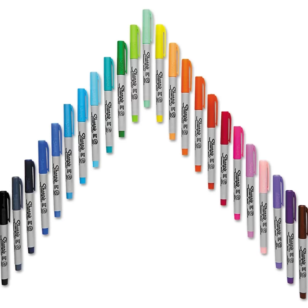 Sharpie Markers<Glam Pop Permanent Markers, Ultra Fine Tip, Assorted, 24/Pack (1949558)
