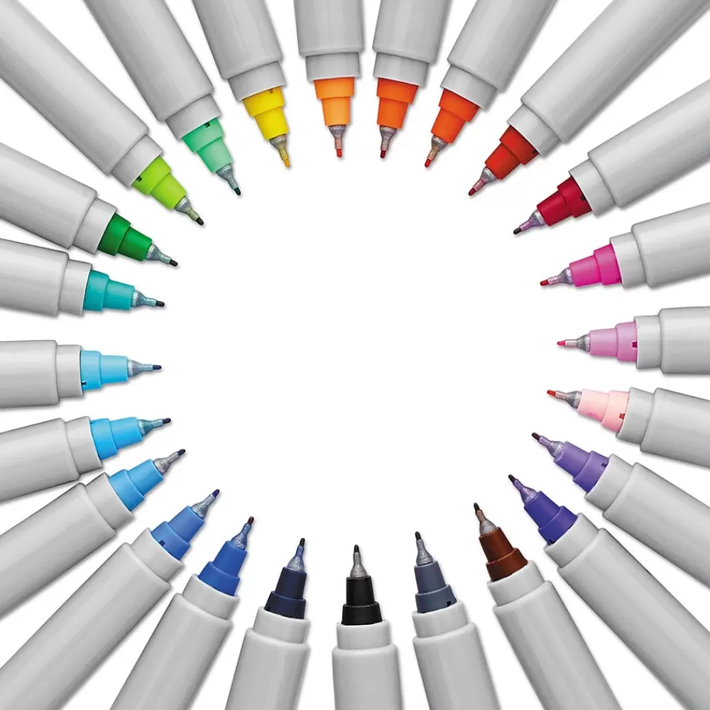 Sharpie Markers<Glam Pop Permanent Markers, Ultra Fine Tip, Assorted, 24/Pack (1949558)