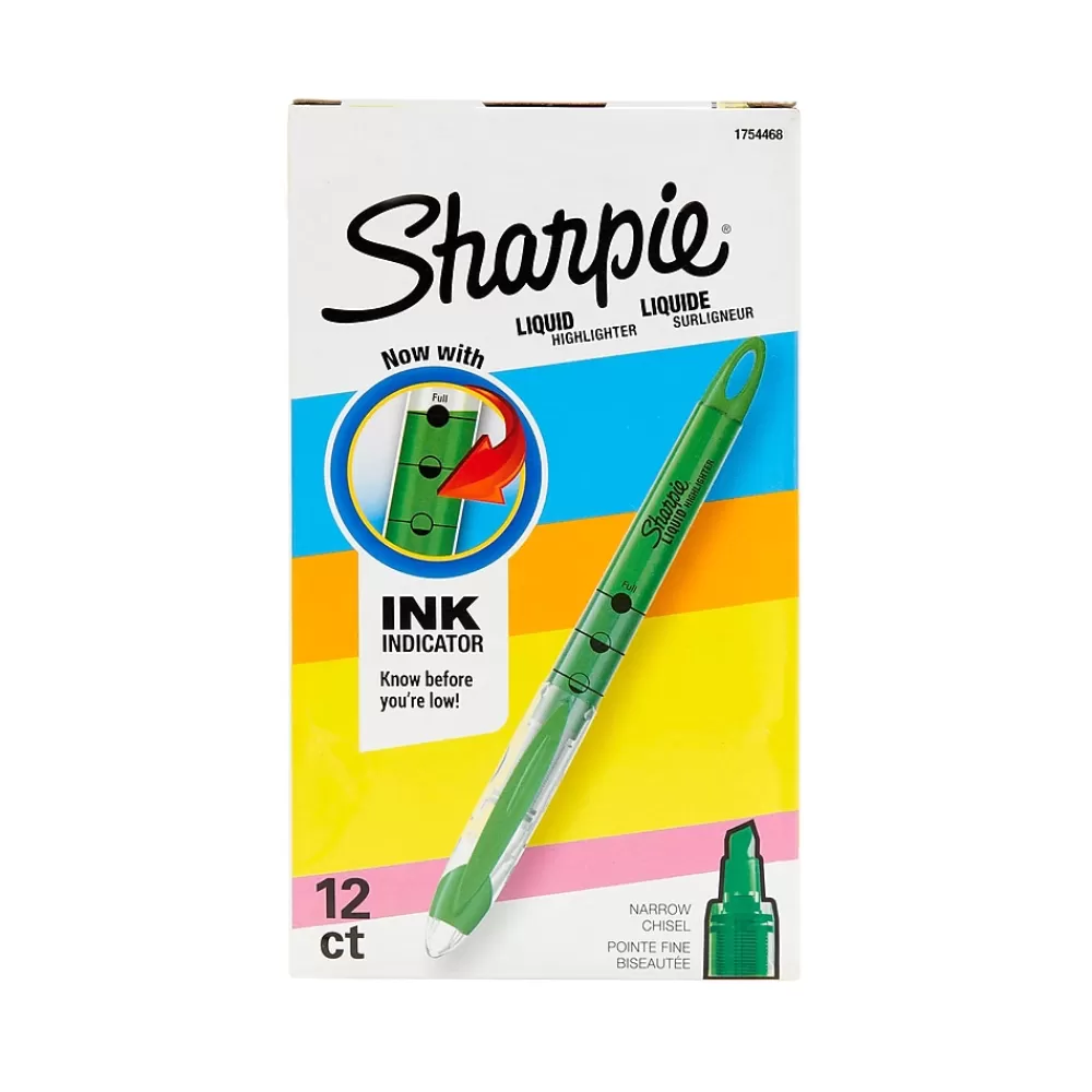 Sharpie Highlighters<Liquid Highlighter, Chisel Tip, Green, Dozen (24426/1754468)