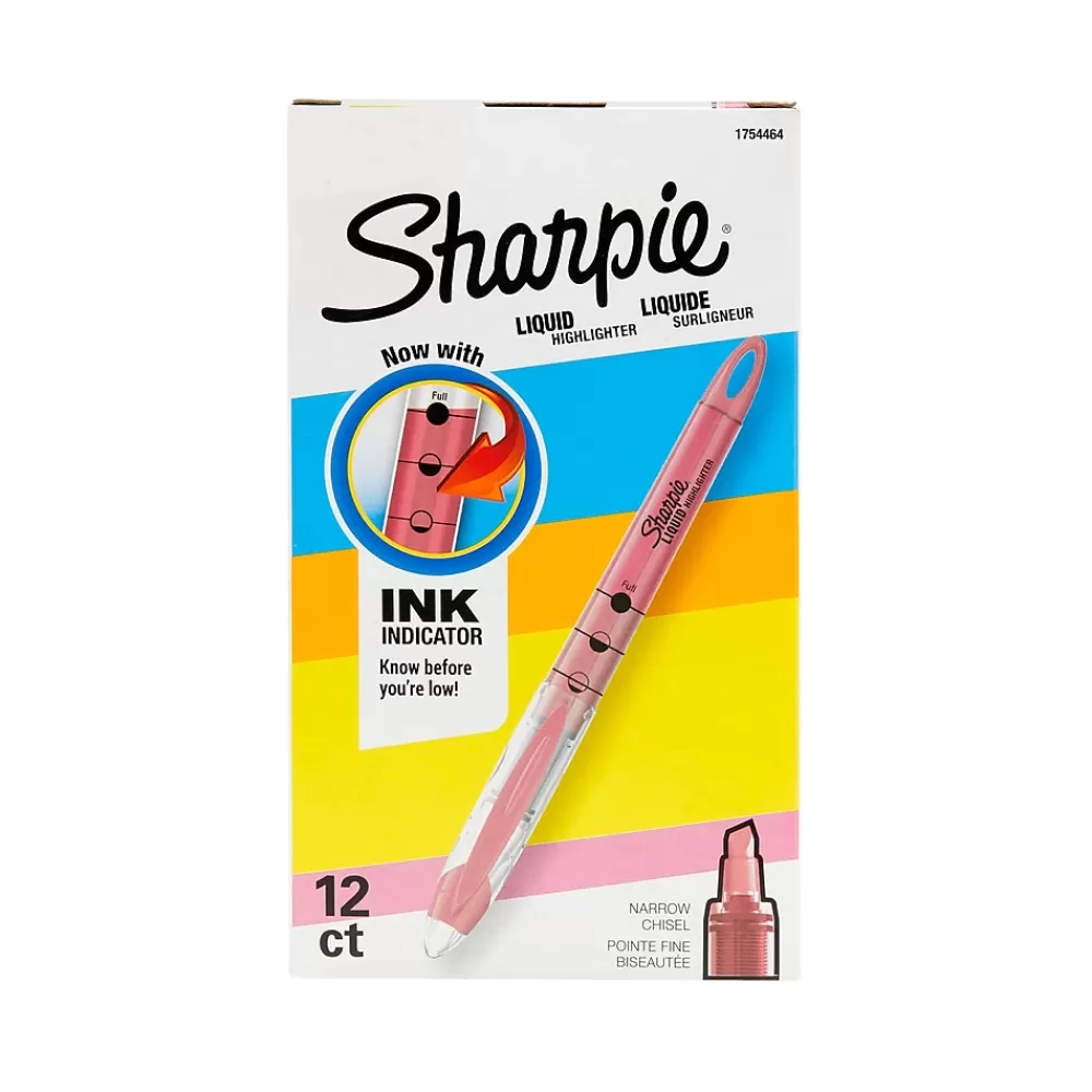 Sharpie Highlighters<Liquid Highlighter, Chisel Tip, Pink, Dozen (1754464)