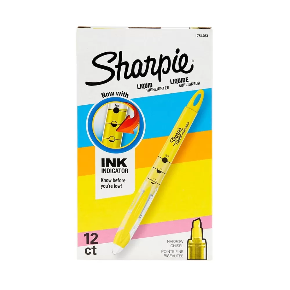 Sharpie Highlighters<Liquid Highlighter, Chisel Tip, Yellow, Dozen (1754463)