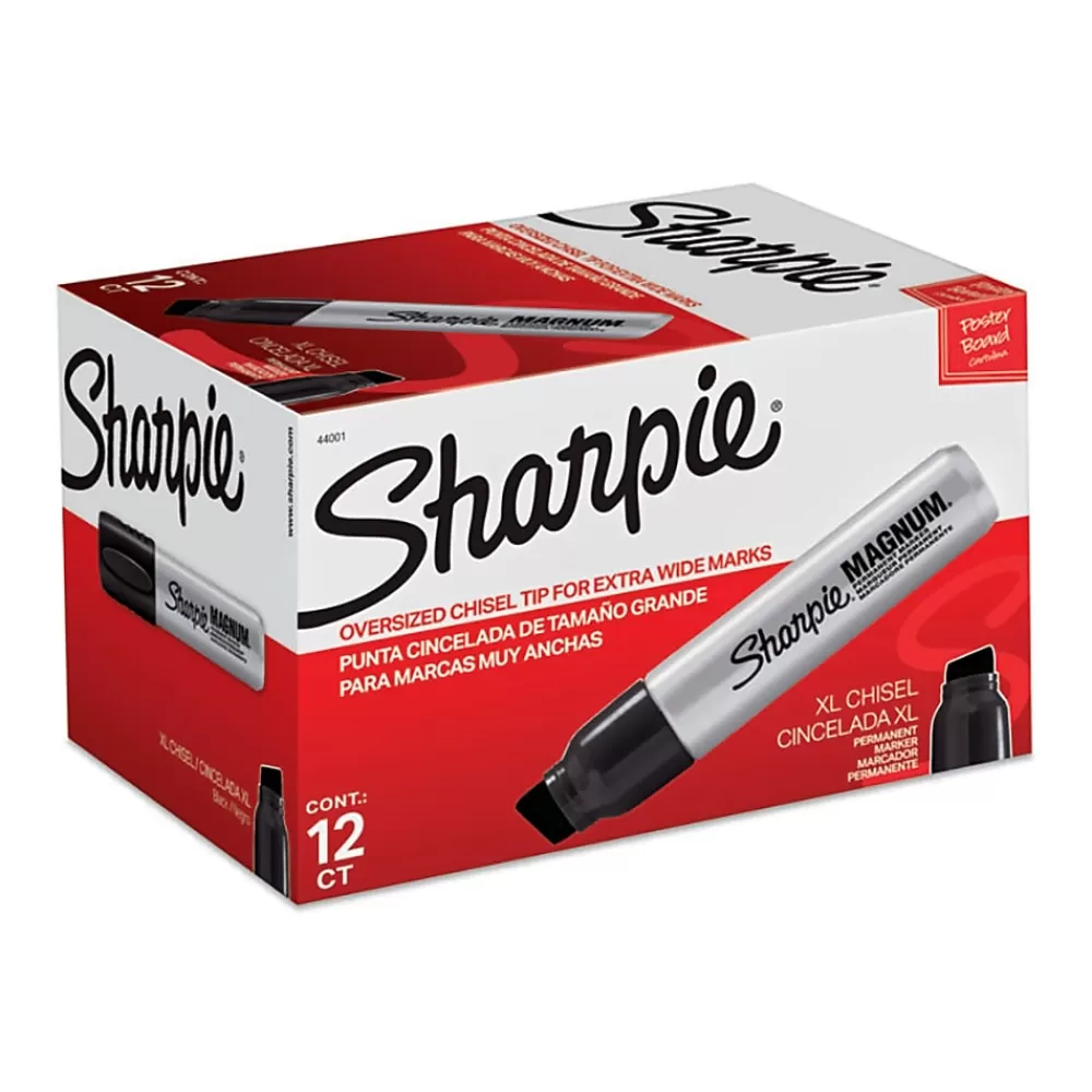 Sharpie Markers<Magnum Tank Permanent Marker, Chisel Tip, Black, 12/Pack (44001A)