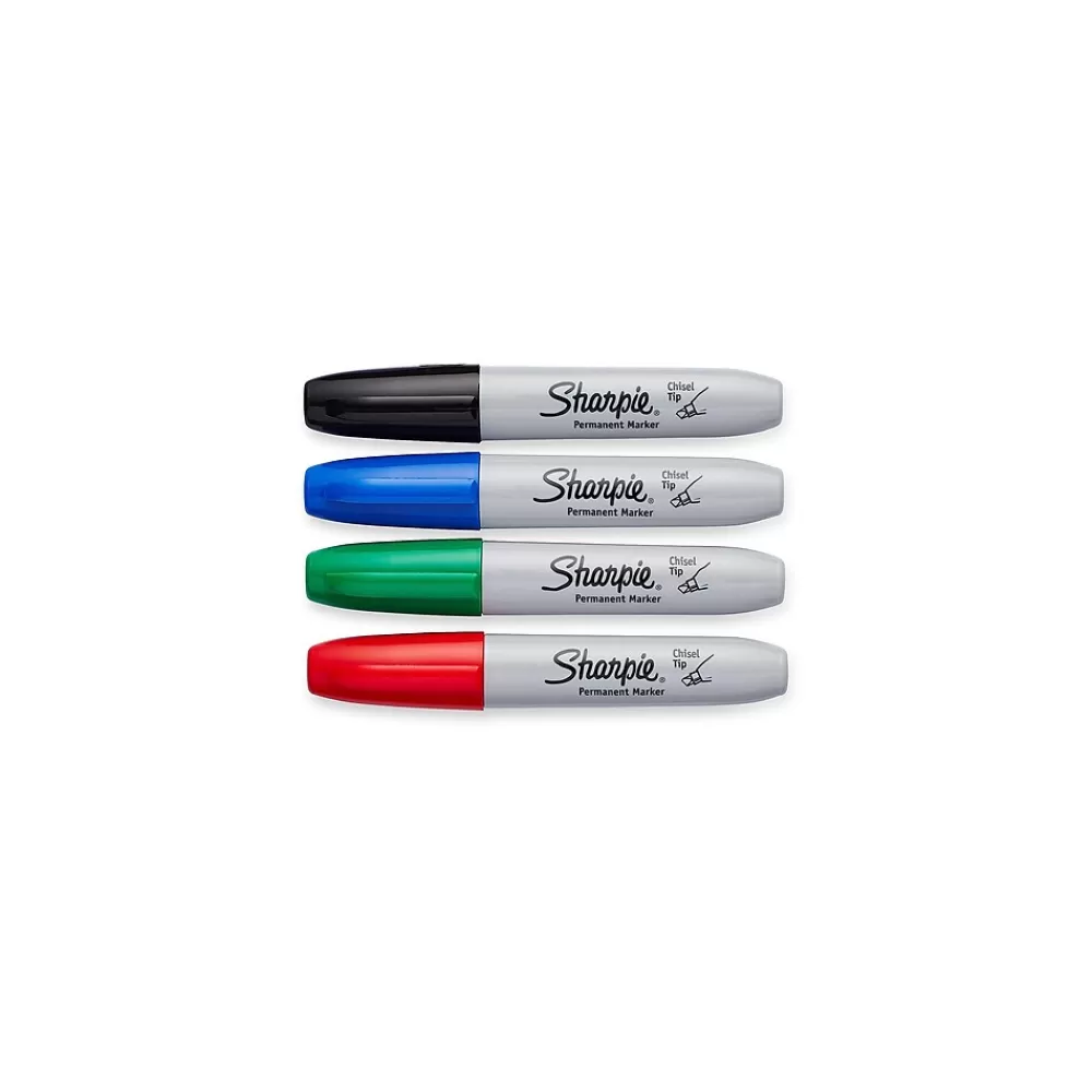 Sharpie Markers<Permanent Marker, Chisel Tip, Assorted, 4/Set (38254PP/2184826)