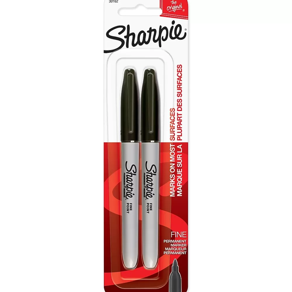 Sharpie Markers<Permanent Marker, Fine Tip, Black Ink, 2/Pack (30162)