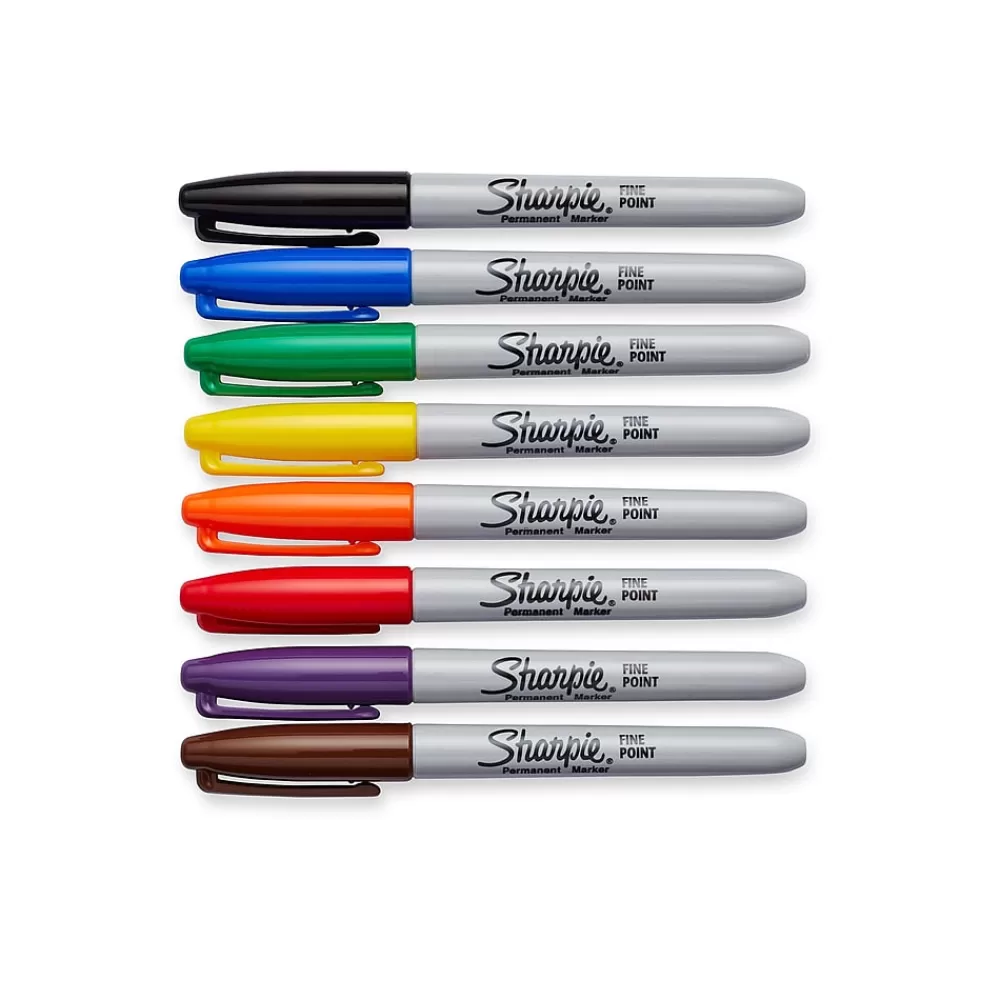 Sharpie Markers<Permanent Markers, Fine Tip, Assorted Colors, 8/Pack (30217)