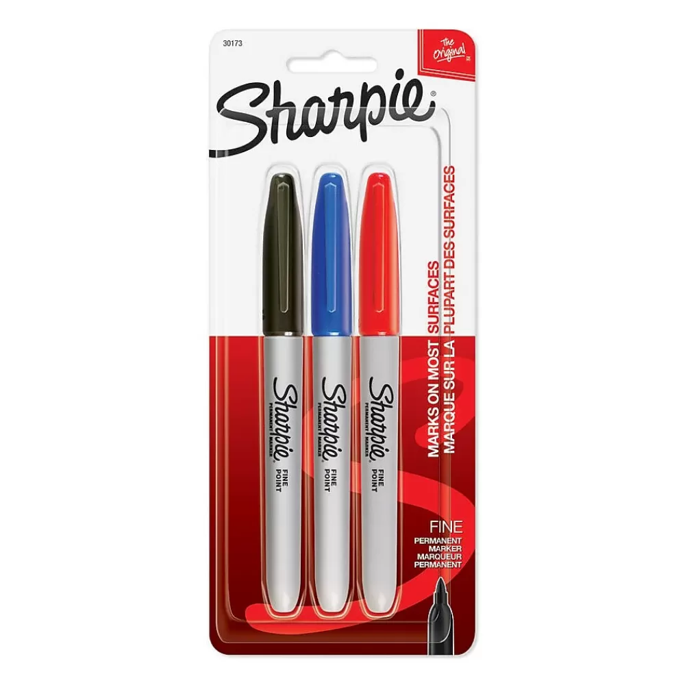 Sharpie Markers<Permanent Markers, Fine Tip, Assorted Inks, 3/Pack (30173)