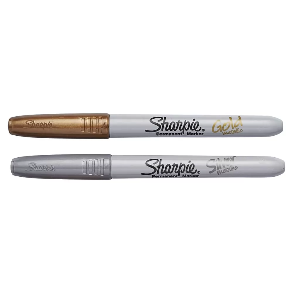Sharpie Markers<Permanent Markers, Fine Tip, Assorted Metallic Inks, 2/Pack (1829202)