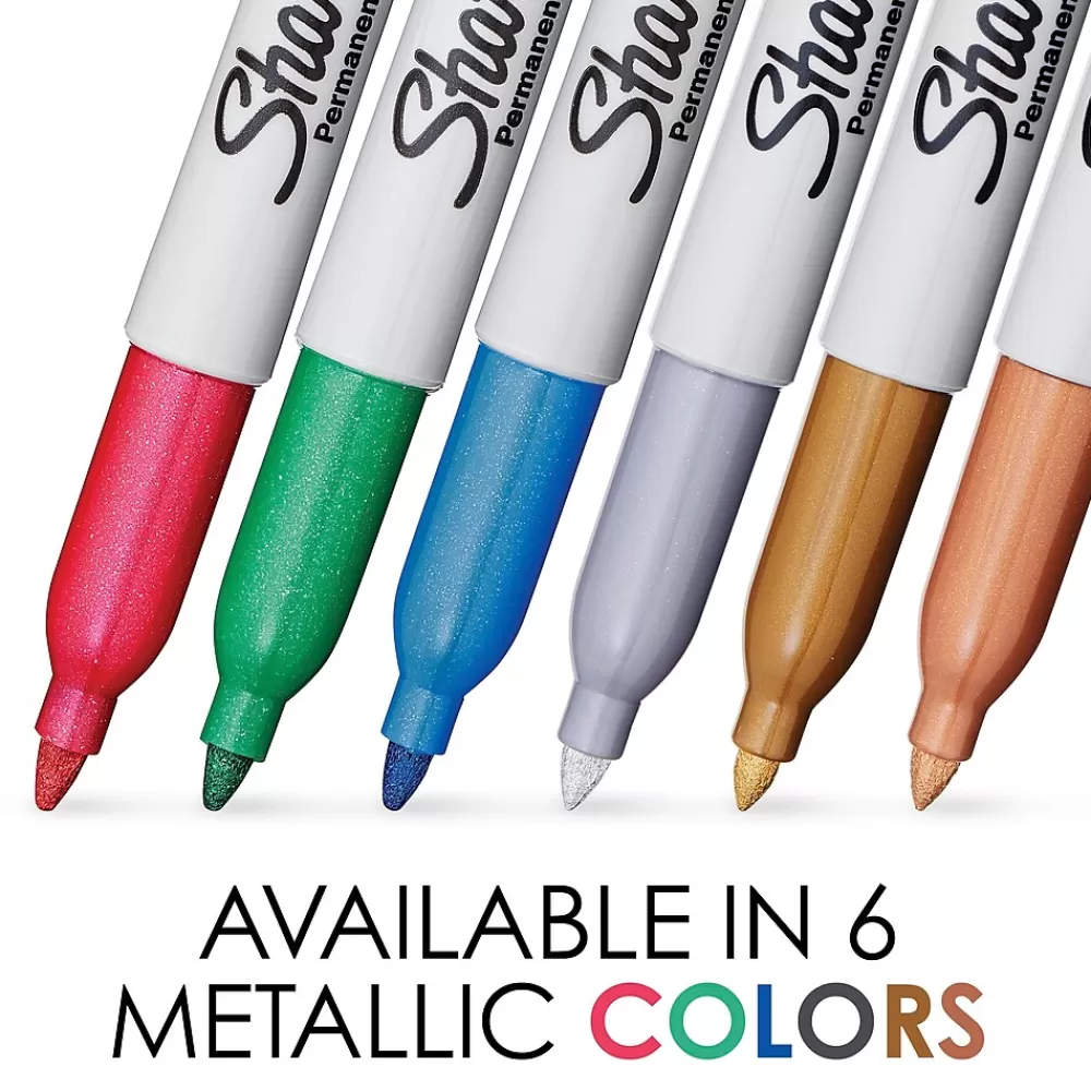 Sharpie Markers<Permanent Markers, Fine Tip, Assorted Metallic, 6/Pack (2029678)