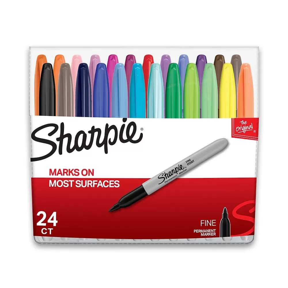 Sharpie Markers<Permanent Markers, Fine Tip, Assorted, 24/Pack (75846)