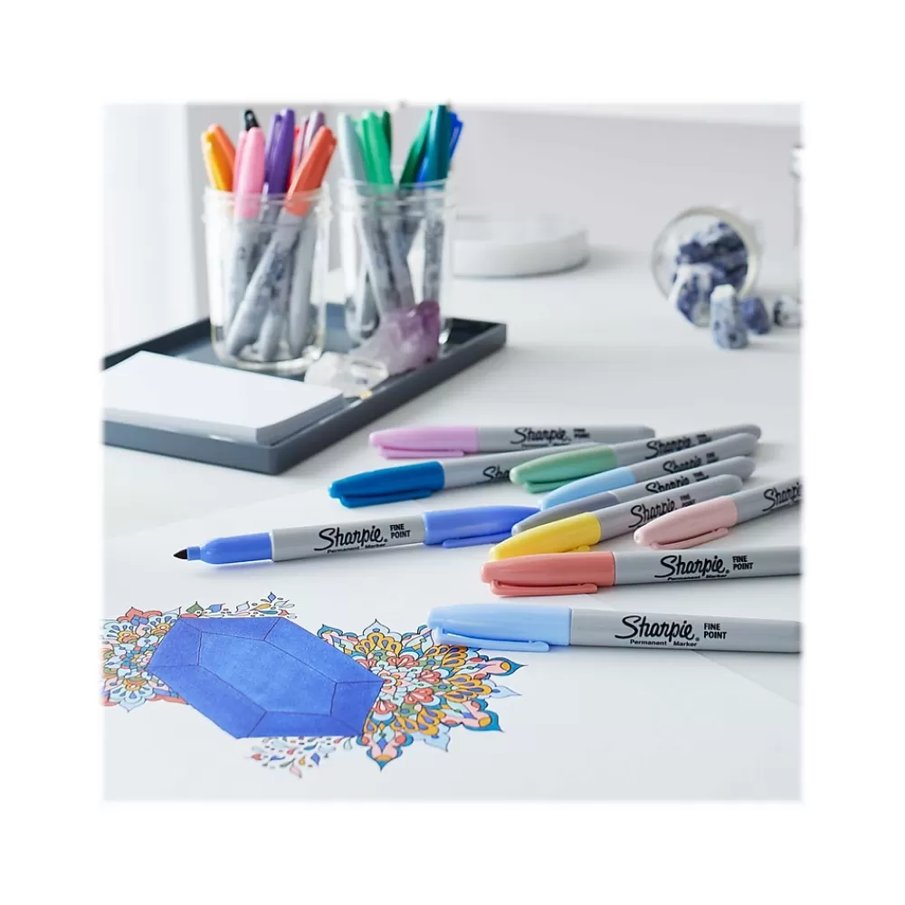 Sharpie Markers<Permanent Markers, Fine Tip, Mystic Gem Assorted Inks, 5/Pack (2136773)