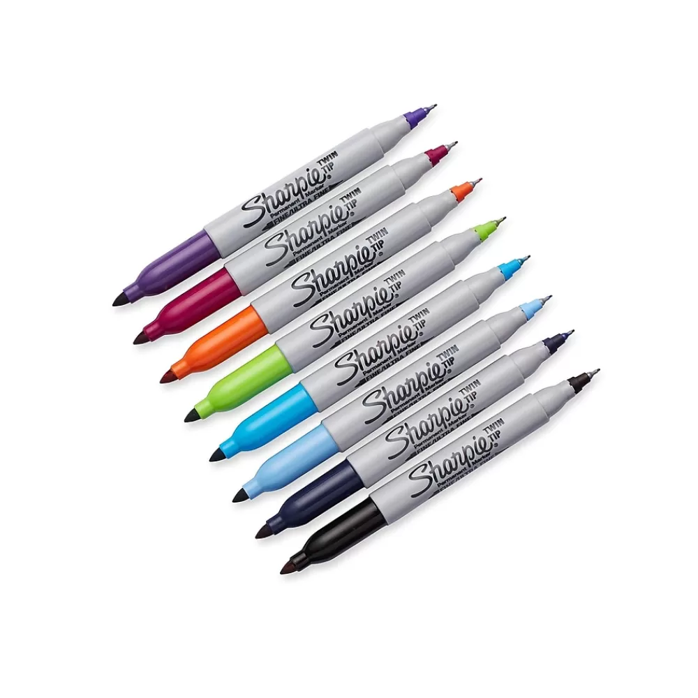 Sharpie Markers<Permanent Markers, Twin Tip, Assorted, 8/Pack (33861)
