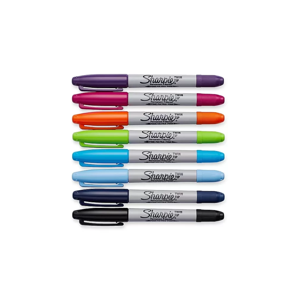 Sharpie Markers<Permanent Markers, Twin Tip, Assorted, 8/Pack (33861)