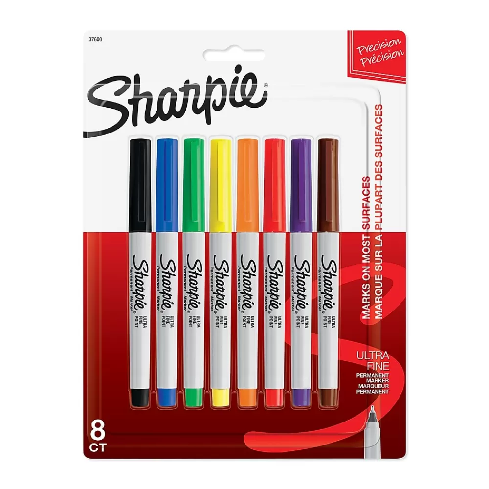 Sharpie Markers<Permanent Markers, Ultra Fine Tip, Assorted, 8/Pack (37600)