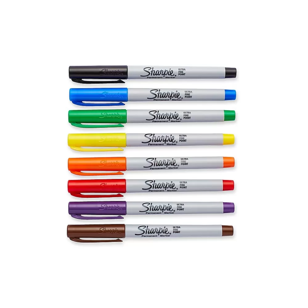 Sharpie Markers<Permanent Markers, Ultra Fine Tip, Assorted, 8/Pack (37600)