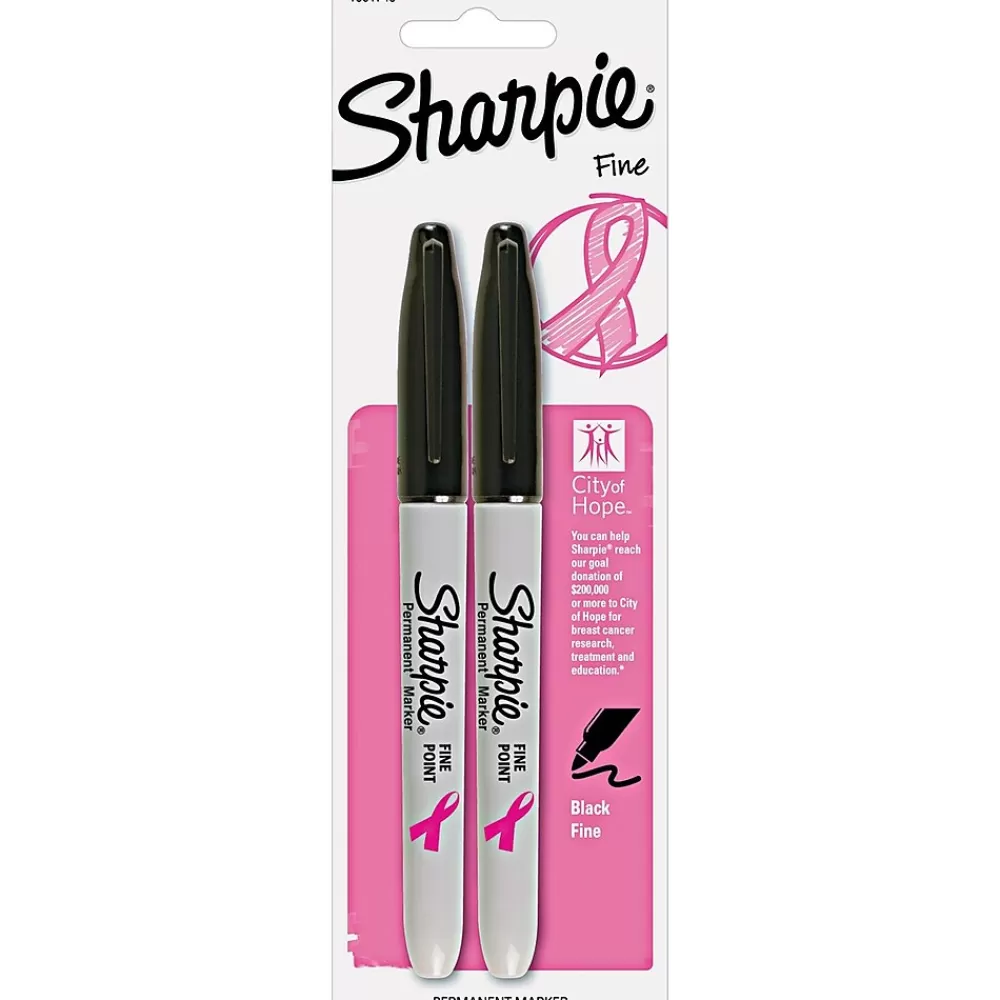 Sharpie Markers<Pink Ribbon Permanent Markers, Fine Tip, Black (1801743)