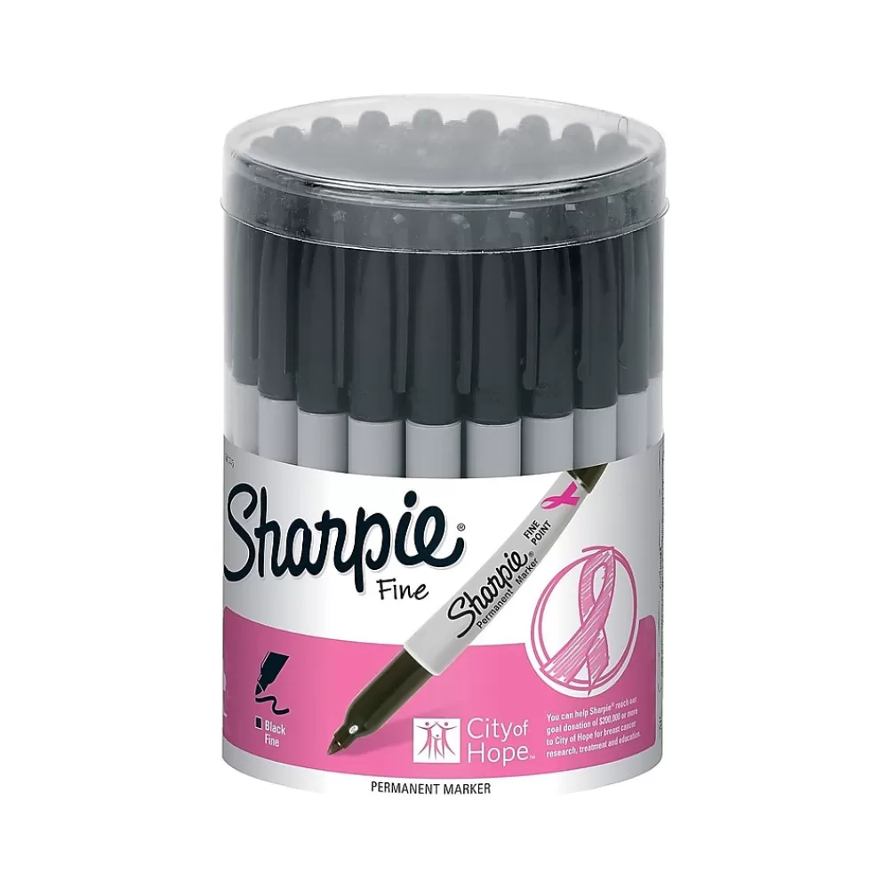 Sharpie Markers<Pink Ribbon Permanent Markers, Fine Tip, Black, 36/Pack (1801745)