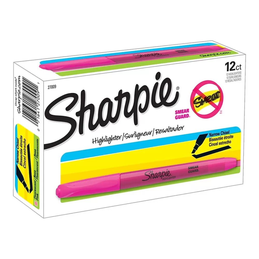 Sharpie Highlighters<Pocket Stick Highlighters, Chisel Tip, Flourescent Pink, Dozen (27009)