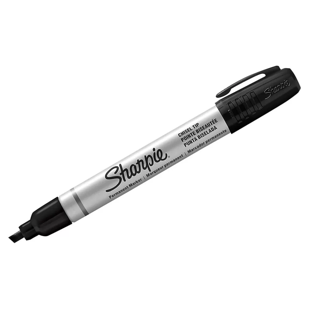Sharpie Markers<PRO Permanent Markers, Chisel Tip, Black, 12/Pack (1794224)