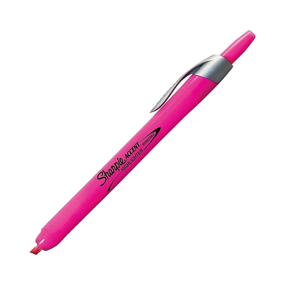 Sharpie Highlighters<Retractable Highlighter, Chisel Tip, Fluorescent Pink, Dozen (28029)