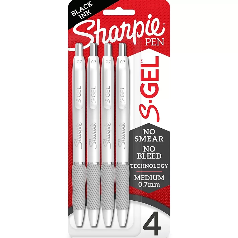 Sharpie Pens<S-Gel Retractable Gel Pen, Medium Point, Black Ink, 4/Pack (2126207)