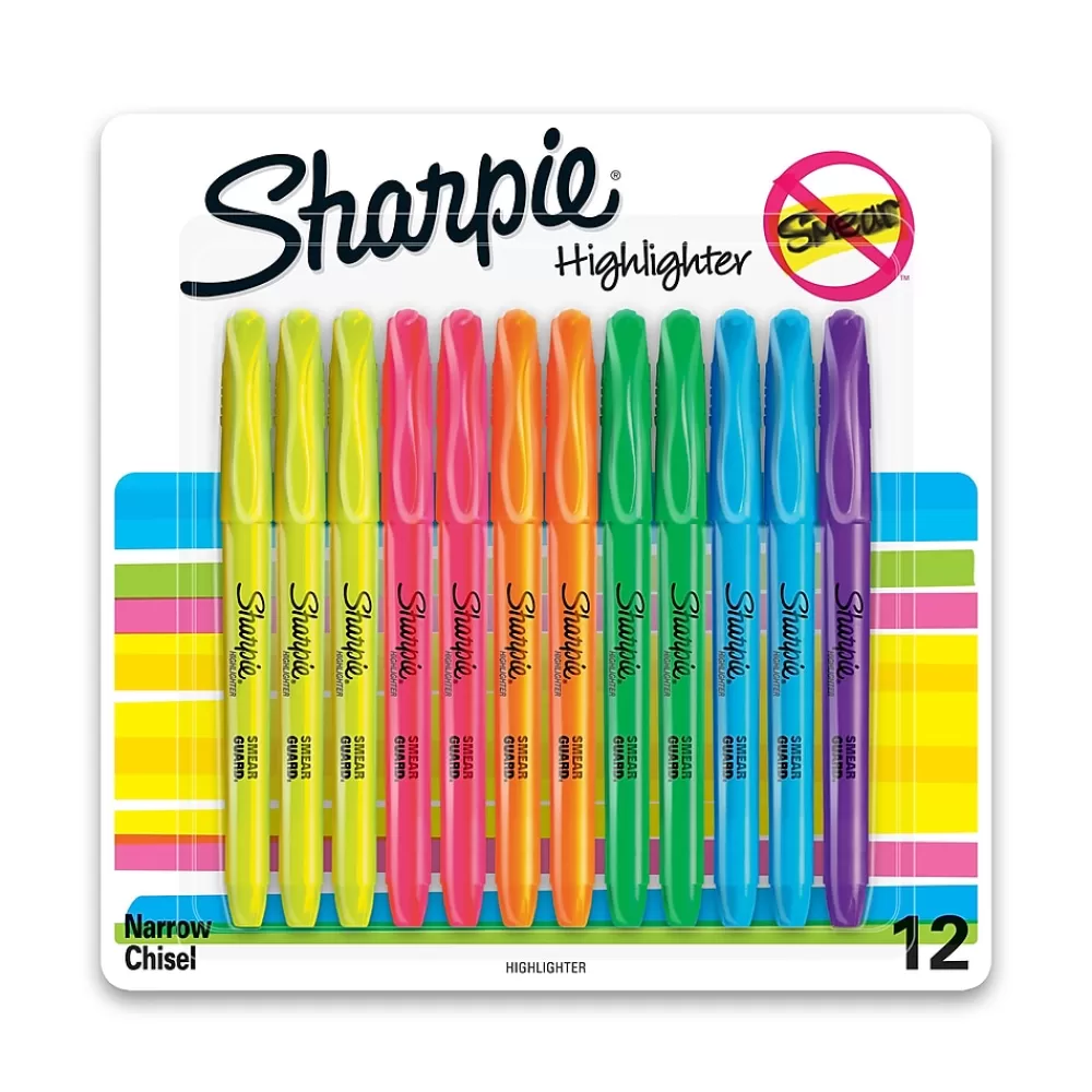 Sharpie Highlighters<Stick Highlighter, Chisel Tip, Assorted, Dozen (27145)