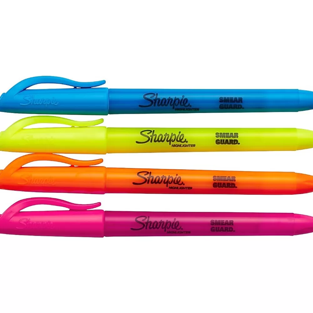 Sharpie Highlighters<Stick Highlighters, Chisel Tip, Assorted Colors, 4/Pack (2102110)