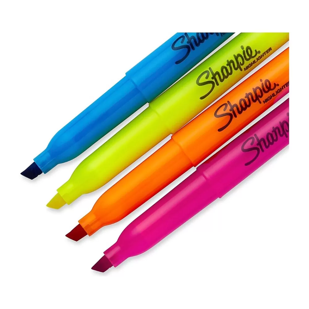 Sharpie Highlighters<Stick Highlighters, Chisel Tip, Assorted Colors, 4/Pack (2102110)