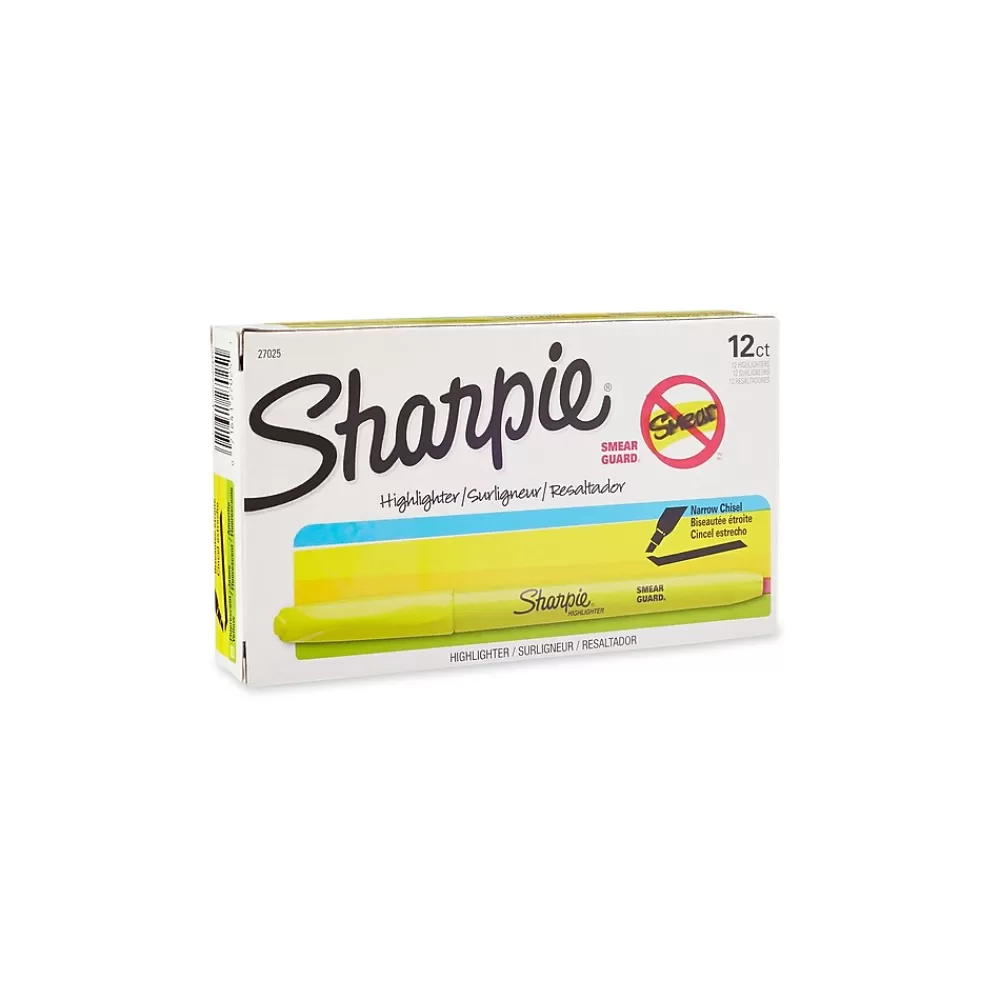 Sharpie Highlighters<Stick Highlighters, Chisel Tip, Yellow, Dozen (27025)