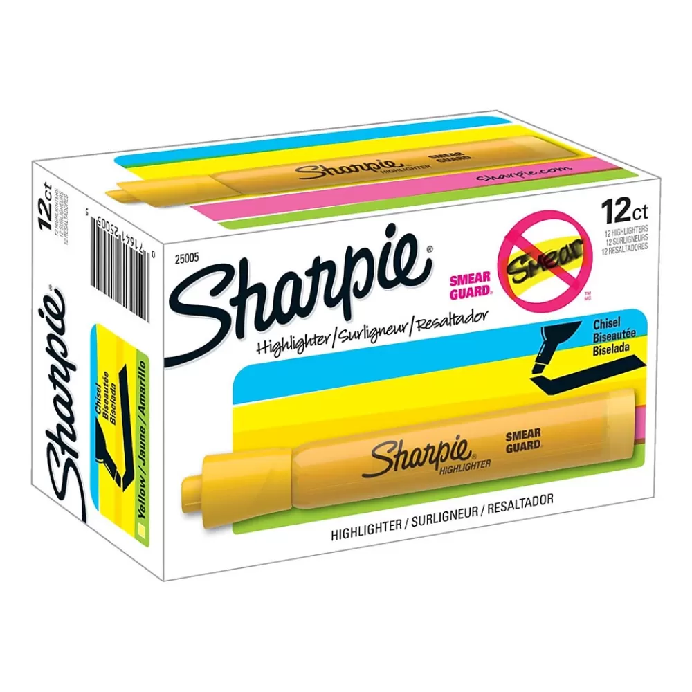 Sharpie Highlighters<Tank Highlighter, Chisel Tip, Yellow, Dozen (25005)