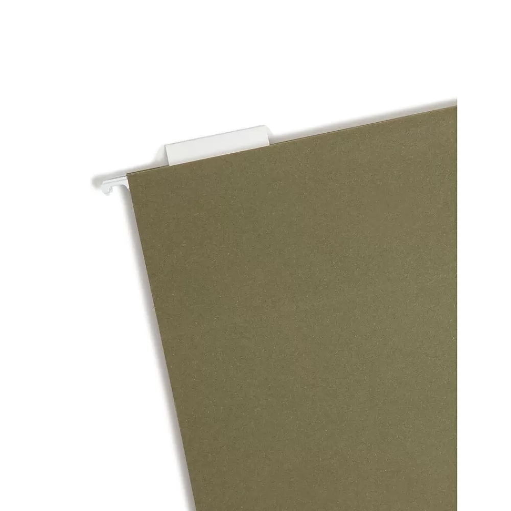 Smead Hanging File Folders<100% Recycled Hanging File Folders, 1/5-Cut Adjustable Tab, Letter Size, Standard Green, 25/Box (65001)