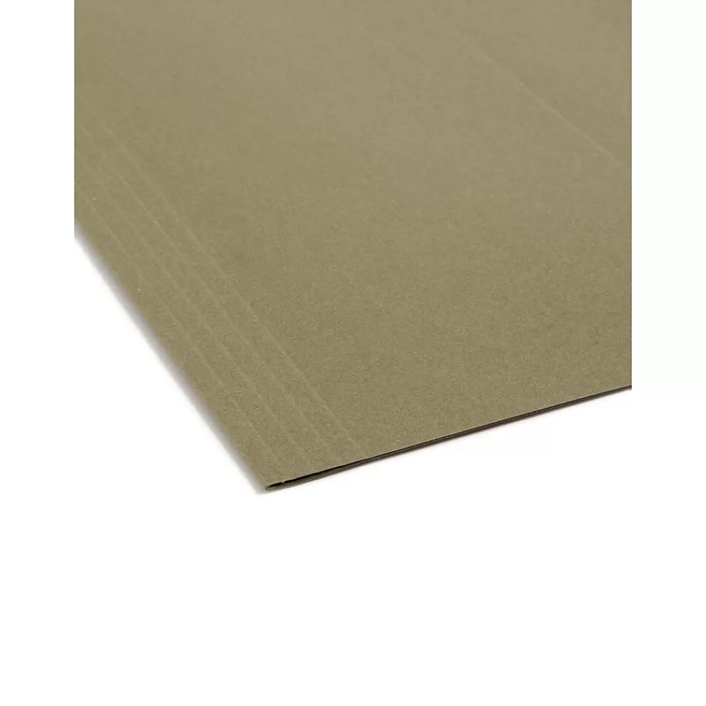 Smead Hanging File Folders<100% Recycled Hanging File Folders, 1/5-Cut Adjustable Tab, Letter Size, Standard Green, 25/Box (65001)