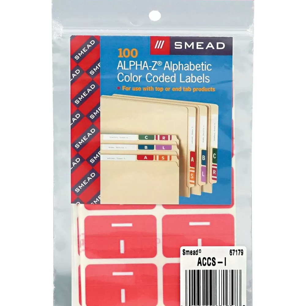 Smead Labels<AlphaZ ACCS Color-Coded Alphabetic Labels, I, Pink, 100/Pack (67179)