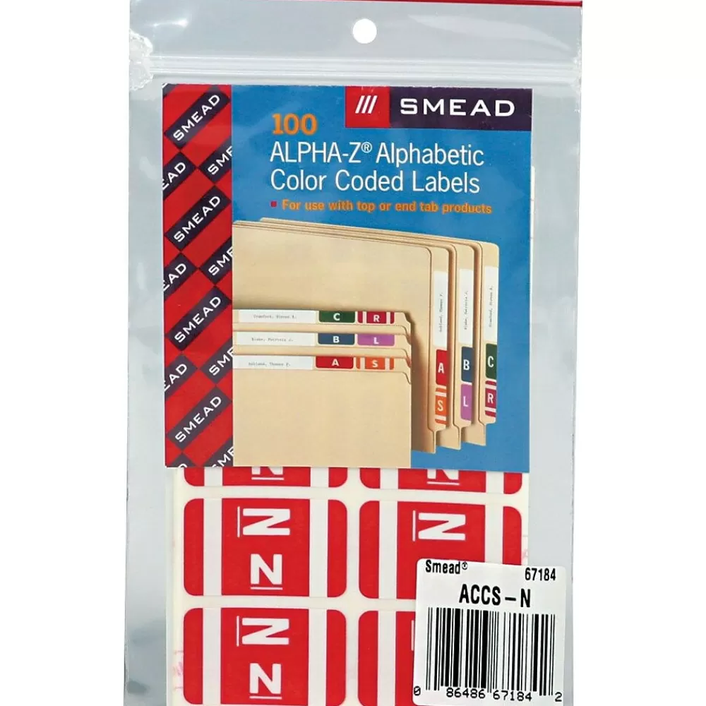Smead Labels<AlphaZ ACCS Color-Coded Alphabetic Labels, N, Green/White, 100/Pk (67184)