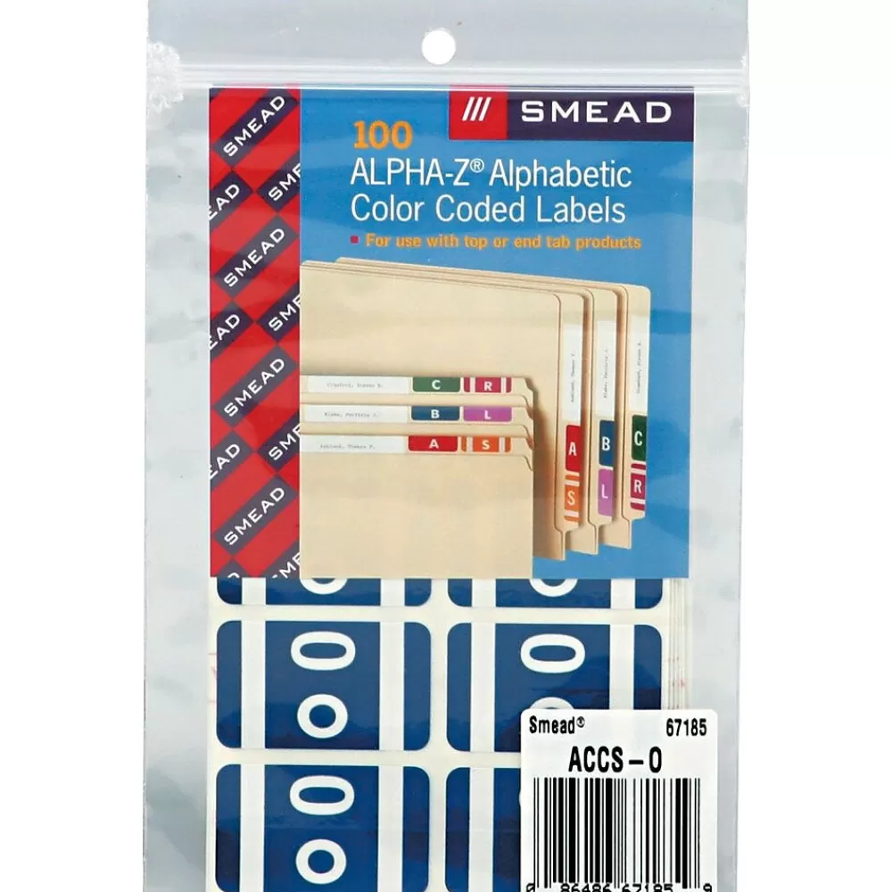 Smead Labels<AlphaZ ACCS Color-Coded Alphabetic Labels, O, Dark Blue, 100/Pack (67185)