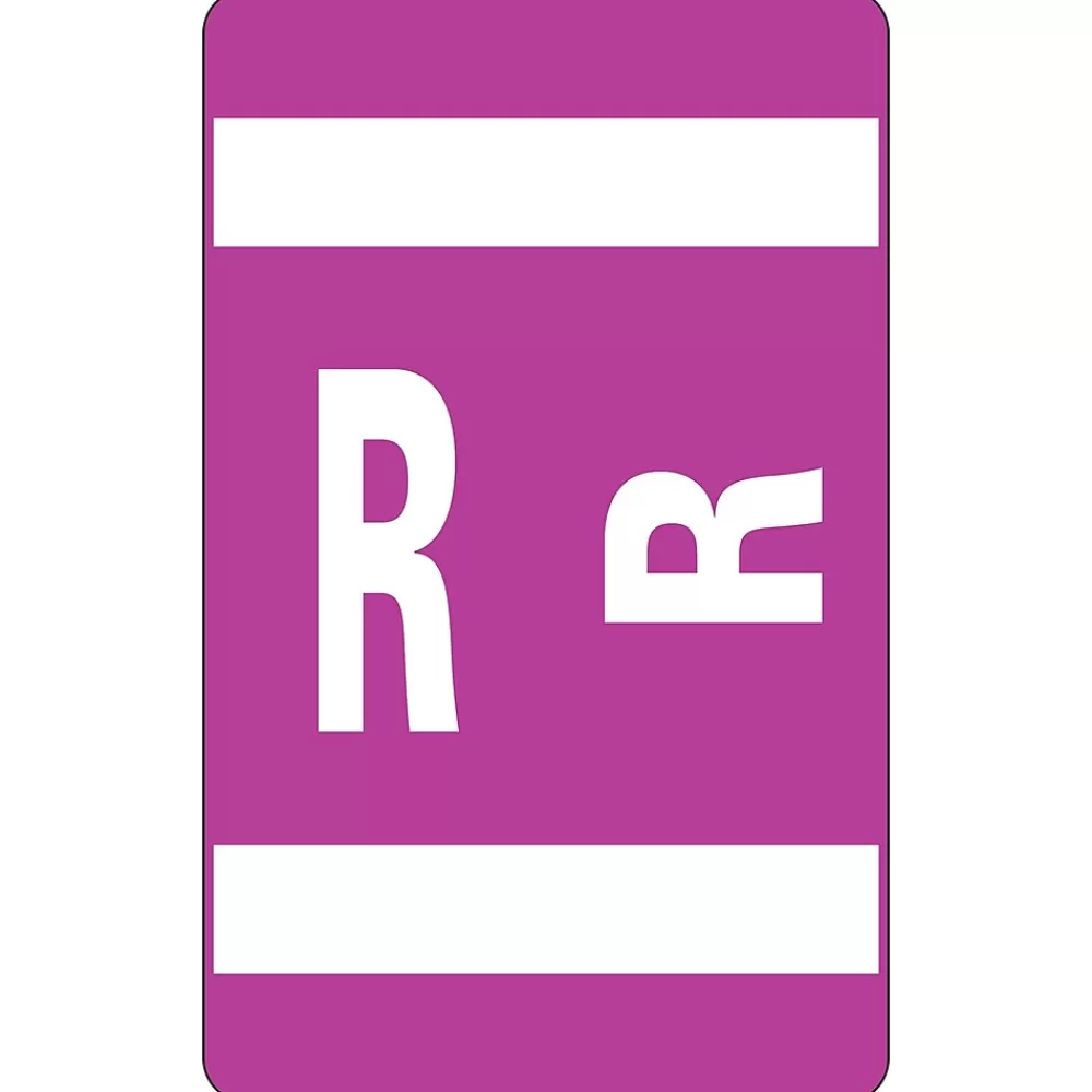 Smead Labels<® Alpha-Z Color-Coded Second Letter "R" Labels, 10 Labels Per Sheet, Purple, 1"H x 1 5/8"W, 100 Labels/Pk