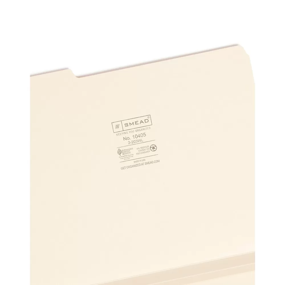 Smead File Folders<File Folder, Reinforced 1/3-Cut Tab, 1-1/2" Expansion, Letter Size, Manila, 50/Box (10405)