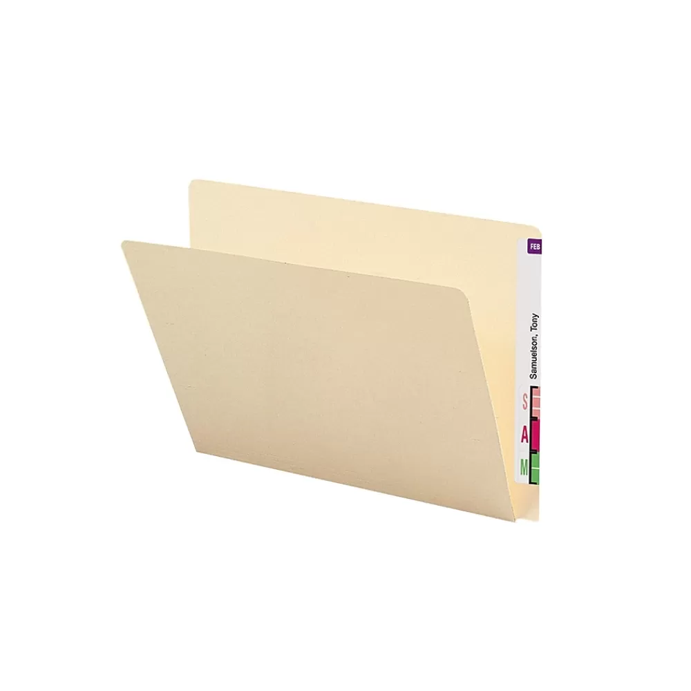 Smead File Folders<Heavy Duty End Tab File Folder, Straight-Cut Extended Tab, Letter Size, Manila, 100/Box (24250)