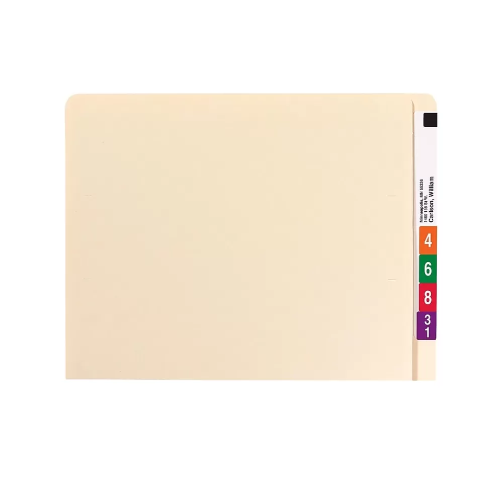Smead File Folders<Heavy Duty End Tab File Folder, Straight-Cut Extended Tab, Letter Size, Manila, 100/Box (24250)