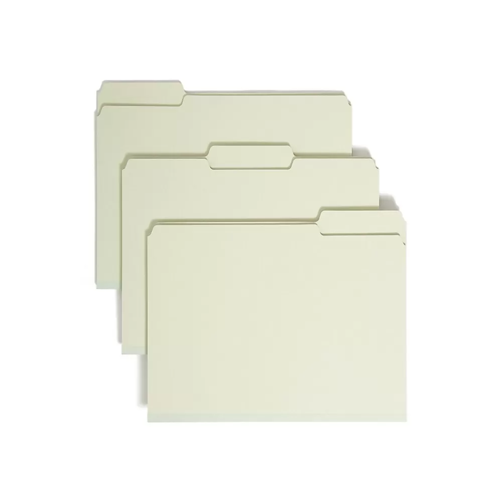 Smead File Folders<Heavy Duty File Folder, 1/3-Cut Tab, 1" Expansion, Letter Size, Gray/Green, 25/Bx (13230)