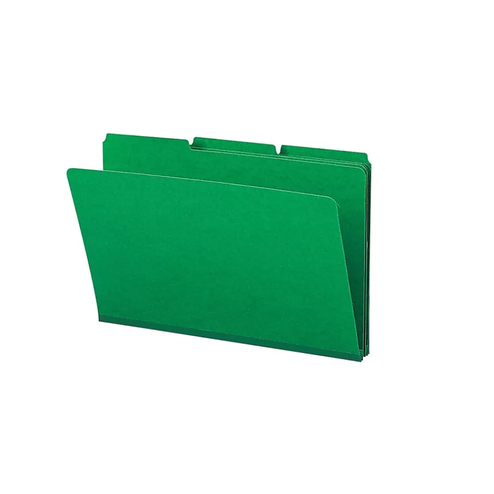Smead File Folders<Heavy Duty File Folders, 3 Tab, Legal-Size, Green, 25/Box (22546)