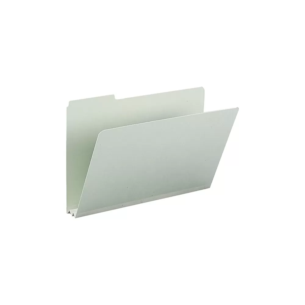Smead File Folders<Heavy Duty Pressboard File Folder, 1/3-Cut Tab, 2" Expansion, Legal Size, Gray/Green, 25/Box (18234)