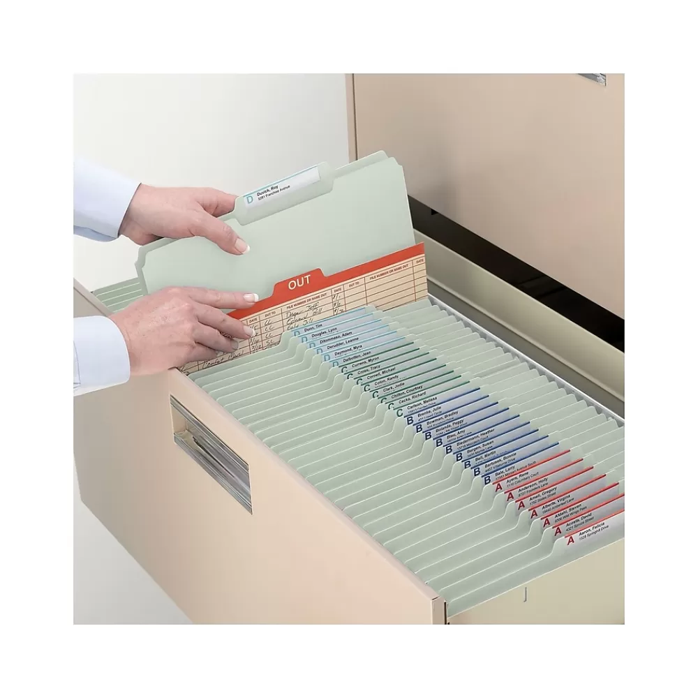 Smead File Folders<Heavy Duty Pressboard File Folder, 1/3-Cut Tab, 2" Expansion, Legal Size, Gray/Green, 25/Box (18234)