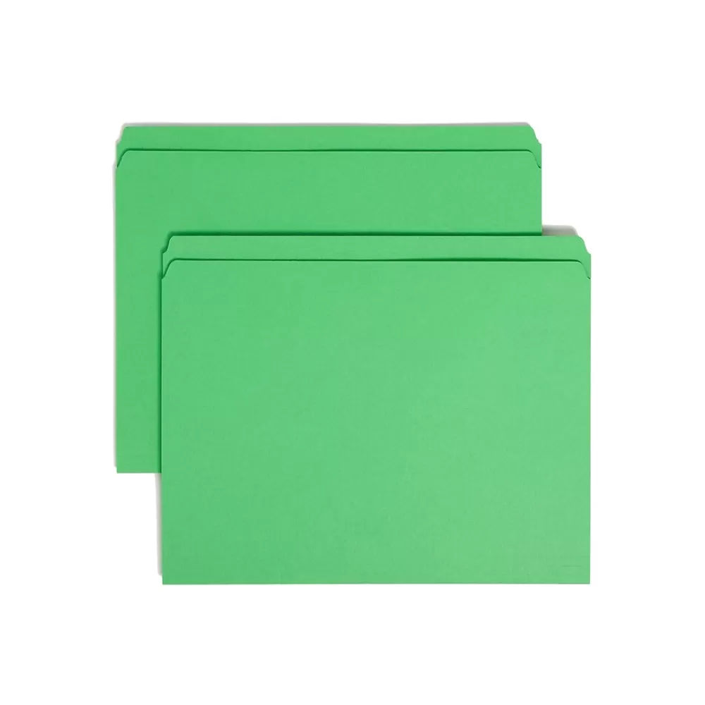 Smead File Folders<Heavy Duty Reinforced File Folder, Straight Cut, Letter Size, Green, 100/Box (12110)