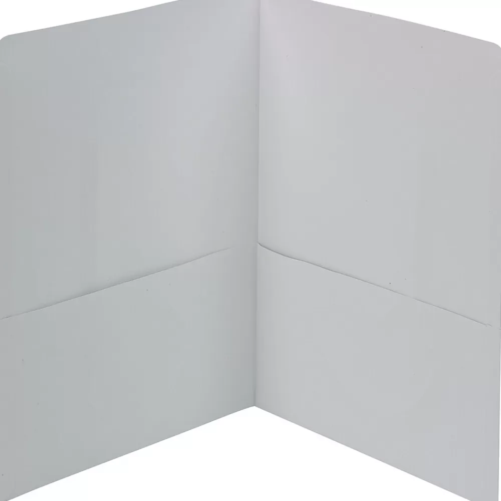 Smead Pocket Folders<Leatherette 2 Pocket Portfolios, Letter, White, 25/Box