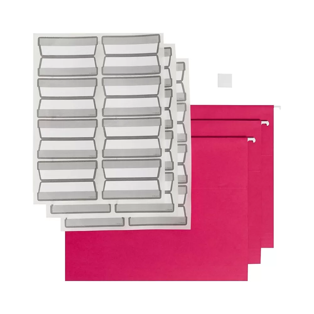 Smead Hanging File Folders<Protab 10% Recycled Hanging File Folder, 3-Tab, Letter Size, Red, 20/Box (64197)