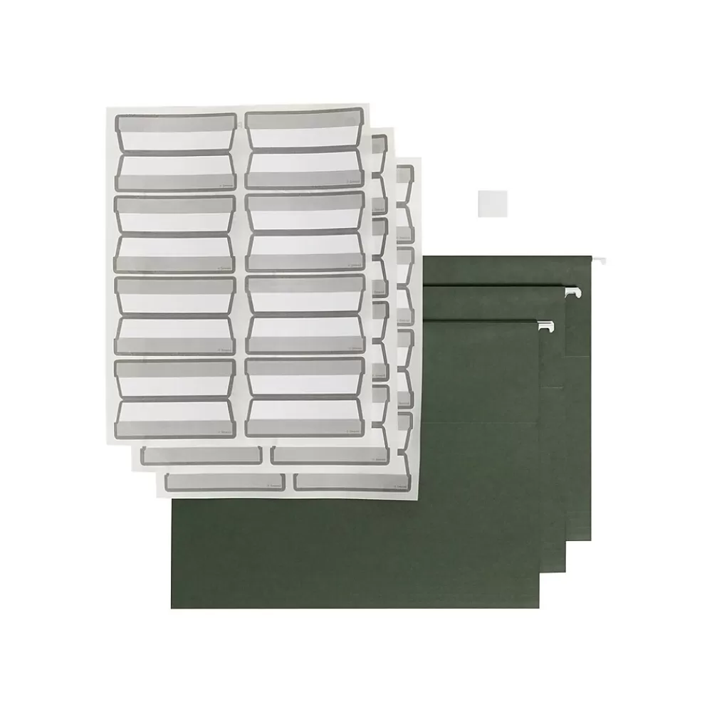 Smead Hanging File Folders<ProTab 100% Recycled Hanging File Folder, 3-Tab, Letter Size, Standard Green, 20/Box (64195)