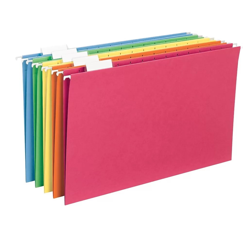 Smead Hanging File Folders<Recycled Hanging File Folder, 5-Tab Tab, Legal Size, Assorted Colors, 25/BX (64159)